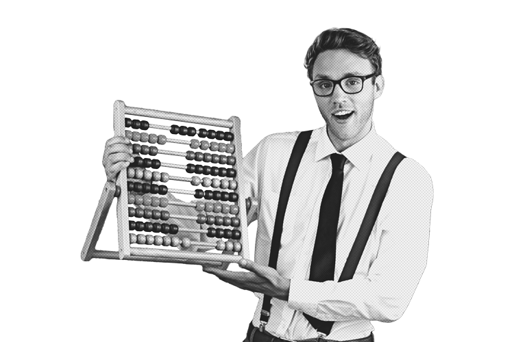 Researcher holding an abacus.