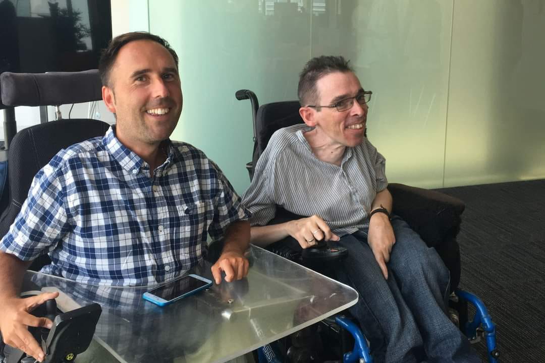 Martyn Sibley and Chris Cusack in an office to pitch Purple Goat for the first time.