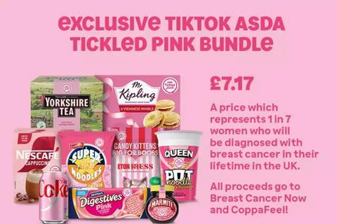 Image showing Asda's Tickled Pink bundle with images of different products in pink packaging.