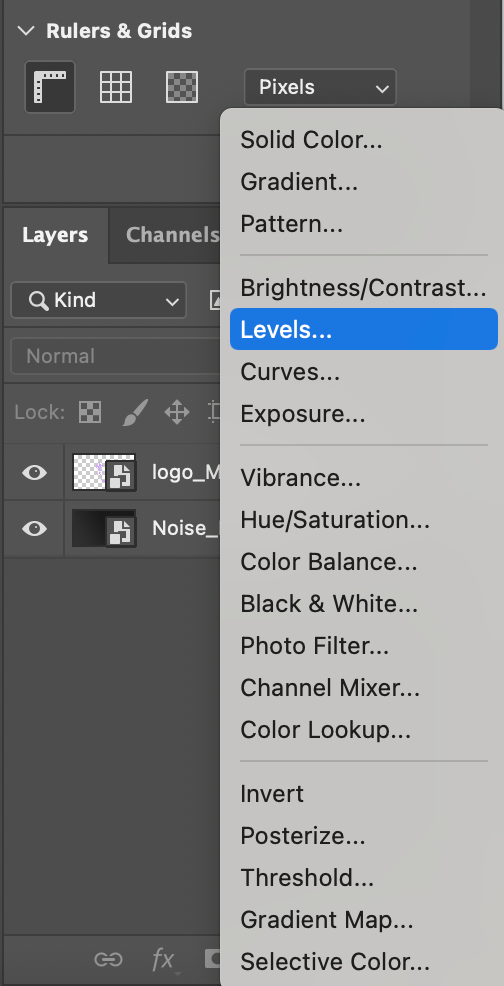 A screenshot of Photoshop's adjustment layers, focusing on the 'Levels' feature.