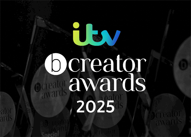 Graphic showing a background of trophies with text over the top that reads: "ITV bCreator Awards 2025."