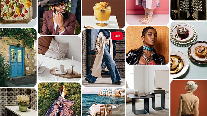 Collection of images representing autumn trends in the report curated by Pinterest.