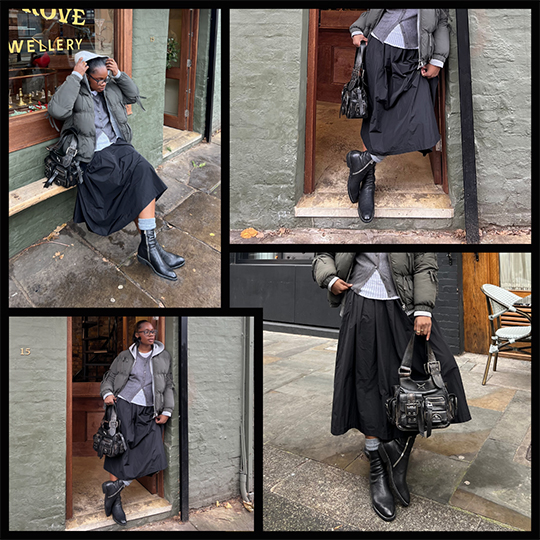 Series of fashion shots focusing in on a person's GUIDI shoes.