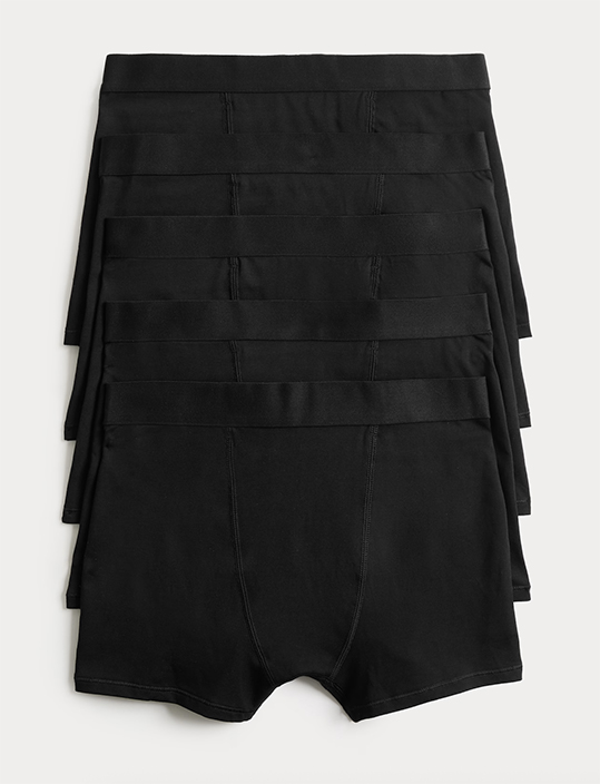 Pack of 5 black underwear designed for children with stoma bags.