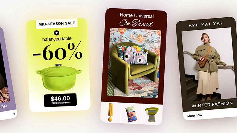Series of Pinterest thumbnails showcasing best practice techniques for shopping templates.