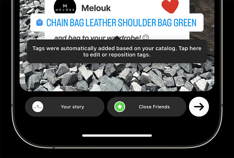 Example of how Instagram has introduced AI product tagging.