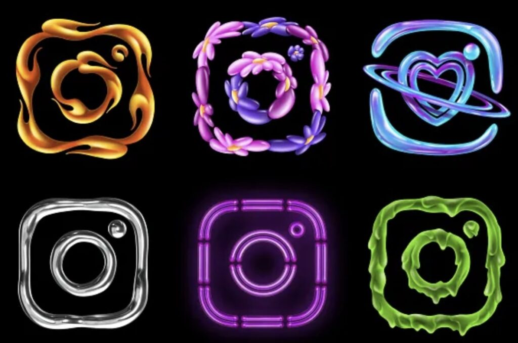 Six new logos for the Instagram app aimed at teens.