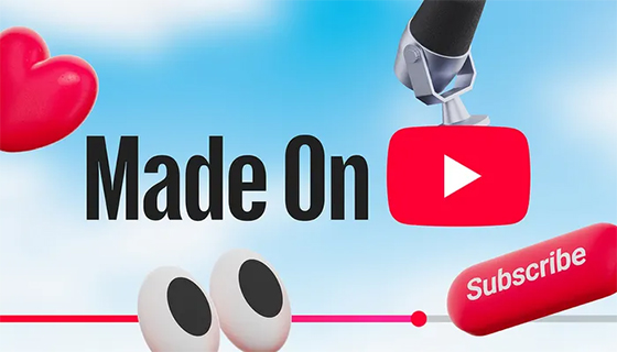 Composite graphic made up of different social media and YouTube elements. Text in the middle says "Made On," followed by the YouTube logo.