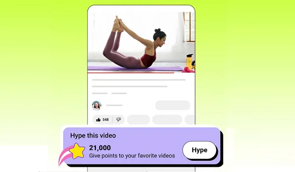 A UX mockup of the YouTube mobile app, highlighting how hype points could work.