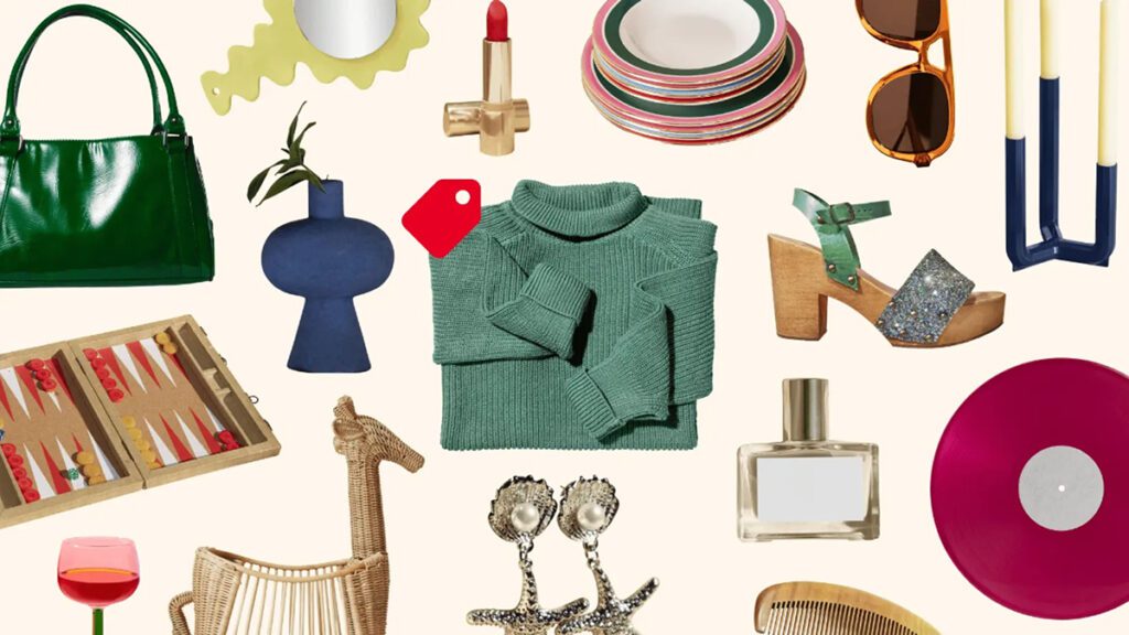 A collection of cut-outs of aesthetic products.